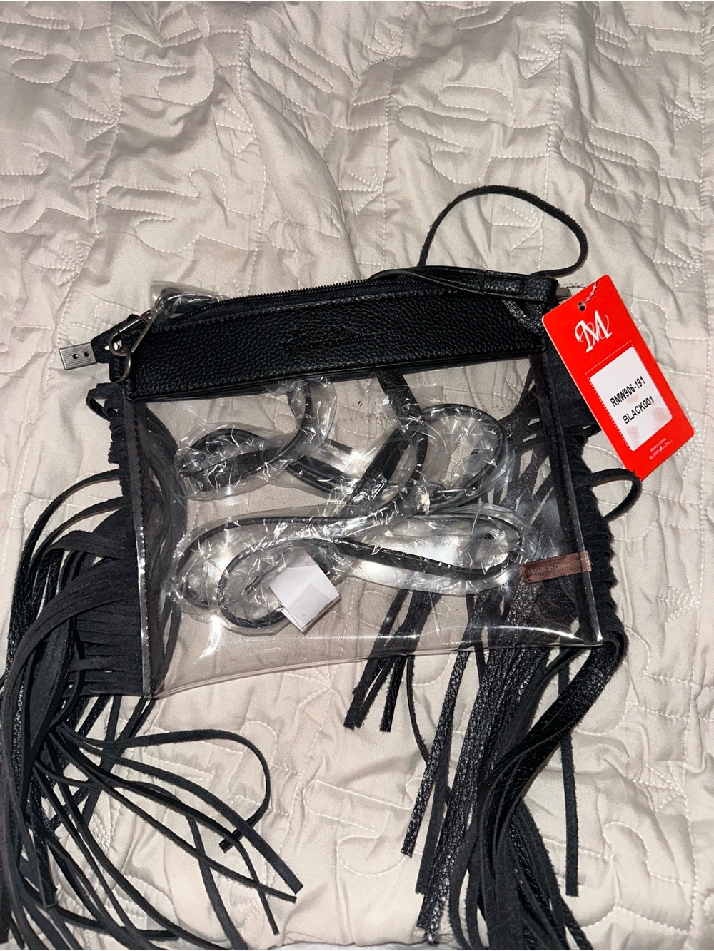 BRAND NEW Clear Black Fringe Crossbody Bag by Montana West